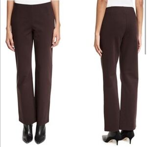Eileen Fisher dark brown straight leg pull-on ponte knit pants L